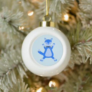Boule En Céramique Cute Blue Baby Boy Fox