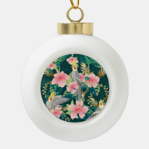 Boule En Céramique Cute Cockatiel Parrot Motif Vintage