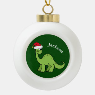 Boule En Céramique Cute Dinosaur Père Noël Vert Enfants Monogramme