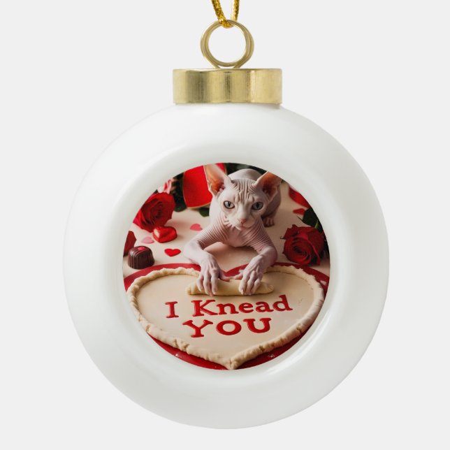 Boule En Céramique Cute Hairless Sphynx Chat Kitten Je Vous Pense Per (Devant)