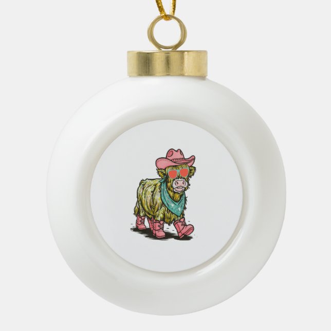 Boule En Céramique Cute Highland Cow, Ouest (Devant)