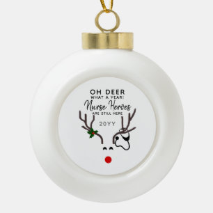 Boule En Céramique Cute Noël Infirmière Stethoscope Reindeer Custom