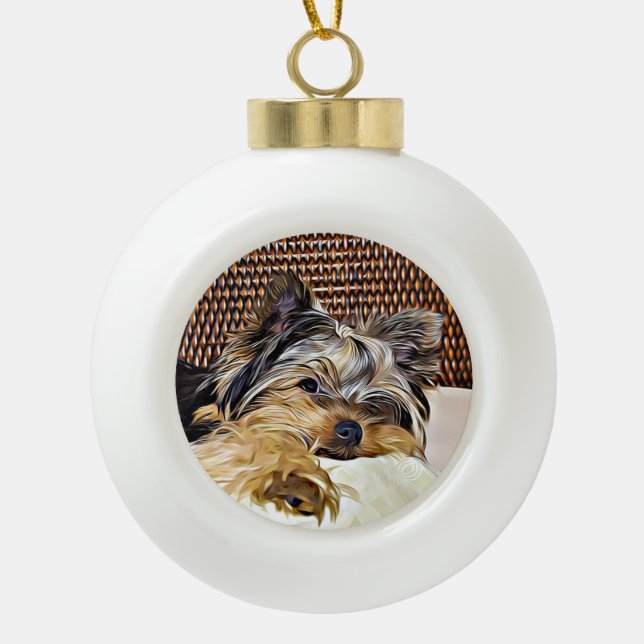 Boule En Céramique Cute Teacup Yorkie Yorkshire (Devant)