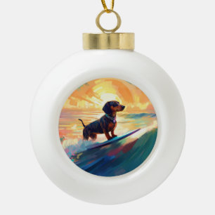 Boule En Céramique Dachshund Beach Surf Peinture