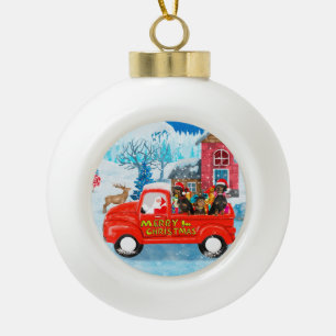 Boule En Céramique Dachshund dans un camion de livraison de Noël enne