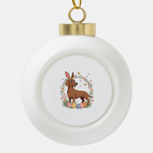 Boule En Céramique Dachshund de Pâques vintage lapin chien avec œuf f