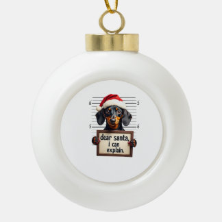 Boule En Céramique Dachshund drôle de Noël Cher Santa Je peux expliqu