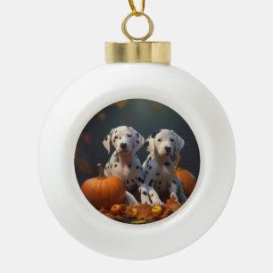 Boule En Céramique Dalmatien chiot Automne Délice Citrouille