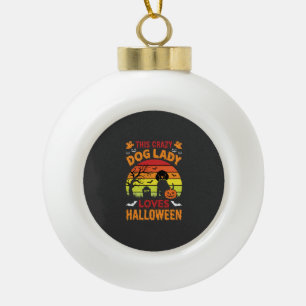Boule En Céramique Dame Chien Fou Aime Halloween Design Vintage