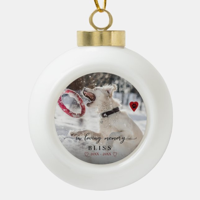 Boule En Céramique Dans Loving Memory Pet Photo Paw Print Monogram (Devant)