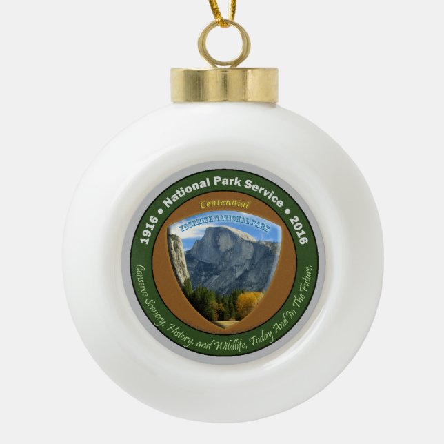 Boule En Céramique De dôme de Noël centennal de parc national demi (Devant)