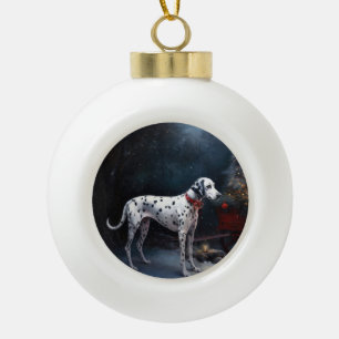 Boule En Céramique Décor de Noël Dalmatien Snowy
