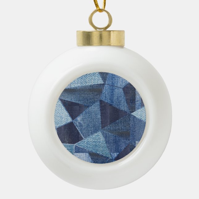 Boule En Céramique Denim Urban : Patchwork à rayures détendues. (Devant)