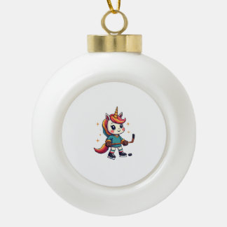 Boule En Céramique Dessin Animé Vintage Licorne Hockey Mignon Arc-en-