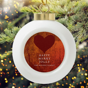 Boule En Céramique Dessin artistique de cœur rouge Famille Noël