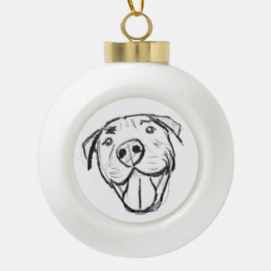 Boule En Céramique dessin pitbull simple amoureux des chiens noir bla