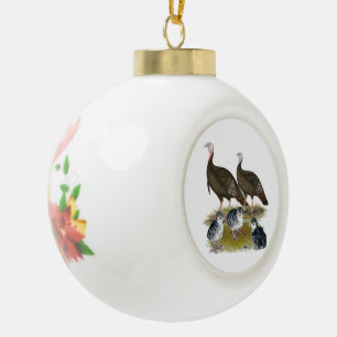 Boule En Céramique Dindes Famille Sauvage de l'Est