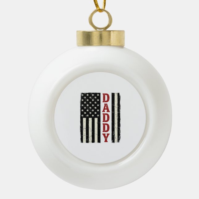Boule En Céramique Distressed Daddy American Flag Shirt Design_1 (Devant)