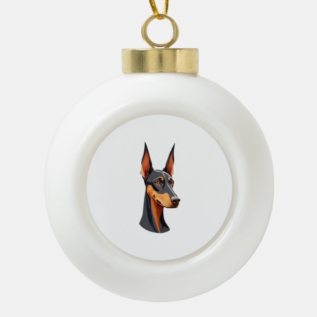Boule En Céramique Doberman de l'oreille naturelle (Devant)