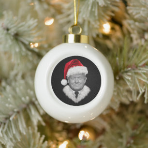 Boule En Céramique Donald Trump Christmas Funny Santa Hat Don