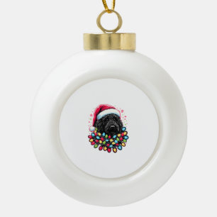 Boule En Céramique Doodle noir Labradoodle Noël Arbre de Noël Lumière