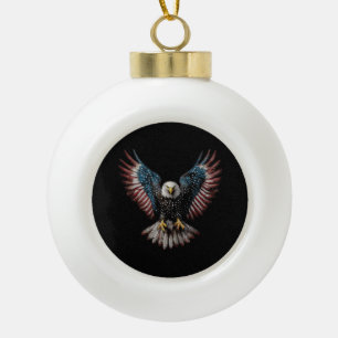 Boule En Céramique Drapeau Américain Aigle Chauve 4 Juillet USA Patri