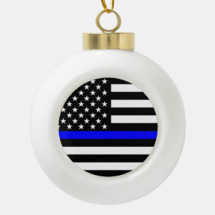 Boule En Céramique Drapeau américain Symbole de la Ligne Bleue Mince