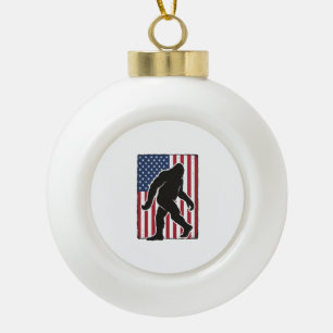 Boule En Céramique Drapeau américain vintage silhouette Bigfoot vecte