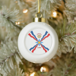 Boule En Céramique Drapeau assyrien Flocon de neige encadré