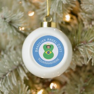 Boule En Céramique Drapeau d'ange de Hanukkah brésilien personnalisé