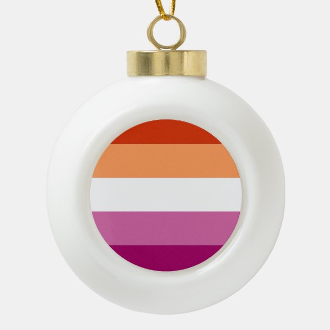 Boule En Céramique Drapeau de fierté lesbienne (5 bandes) (Devant)