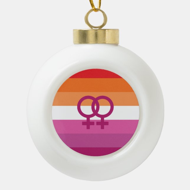 Boule En Céramique Drapeau de fierté lesbienne WLW (Devant)