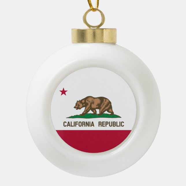 Boule En Céramique Drapeau de l'ours de Californie : État de Cali Gol (Devant)