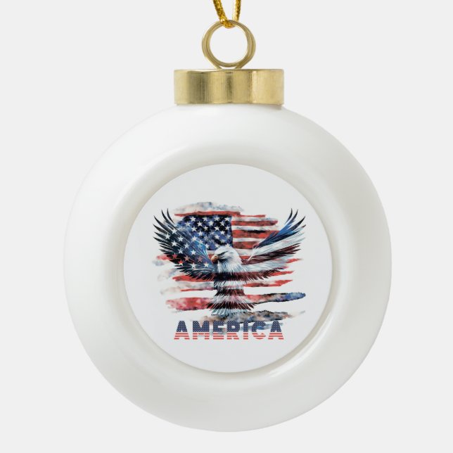 Boule En Céramique Drapeau des États-Unis. Amérique (Devant)