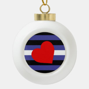 Boule En Céramique Drapeau et coeur de la Fierté en cuir