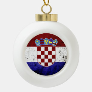 Boule En Céramique Drapeau grunge noir de la Croatie