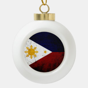 Boule En Céramique Drapeau grunge noir de Philippines