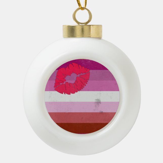 Boule En Céramique Drapeau lesbien (Lipstick) (Devant)