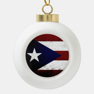 Boule En Céramique Drapeau noir de Porto Rico Grunge