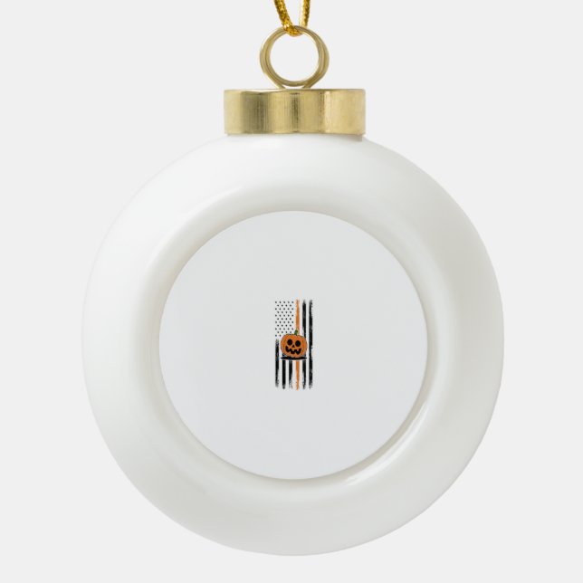 Boule En Céramique Drapeau US du chef du citrouille (Devant)