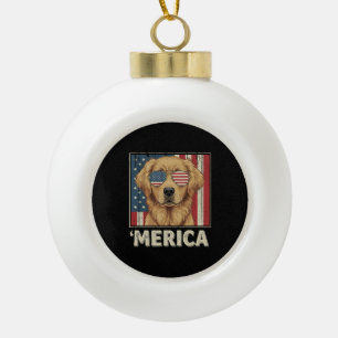 Boule En Céramique Drapeau vintage Golden Retriever 'Merica