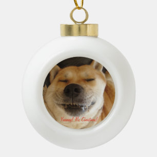Boule En Céramique drôle akita chien avec joli sourire pour noël