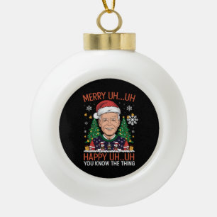Boule En Céramique Drôle de Père Noël Joe Biden Joyeux Euh Euh Noël L