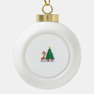Boule En Céramique Drôle Giraffe Xmas Lumières Arbre Reindeer Casquet