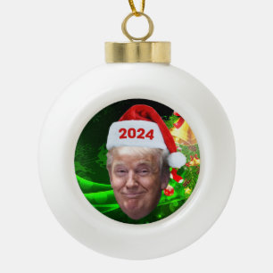 Boule En Céramique Drôle Père Noël Trump 2024 Noël Trump Lovers Cadea