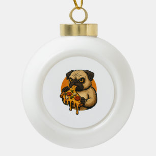 Boule En Céramique Drôle pug avec pizza nourriture italienne dessin a