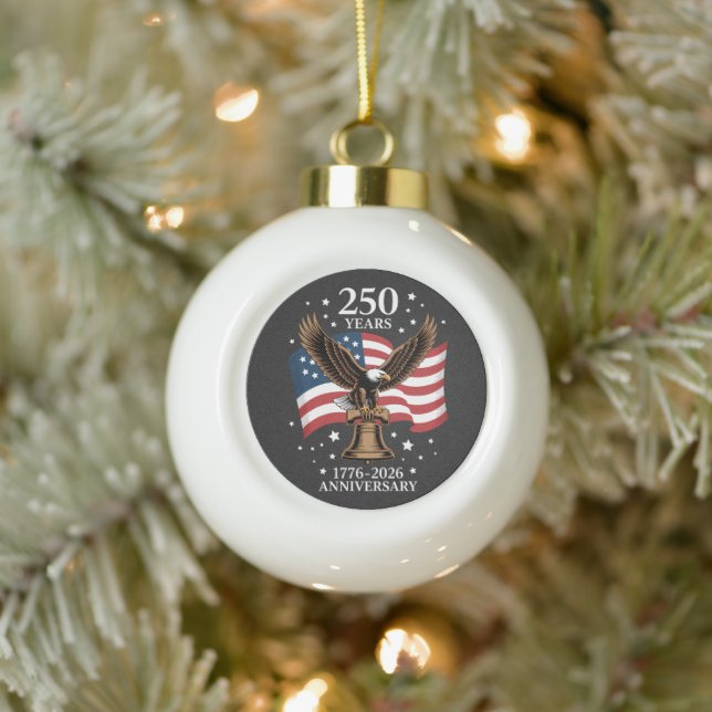 Boule En Céramique Eagle and Flag 250 Years of America 1776-2026 (Arbre)