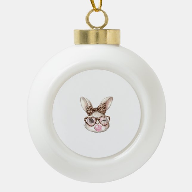 Boule En Céramique Easter Bunny Cute Glasses Leopard Bunny Rabbit Eas (Devant)