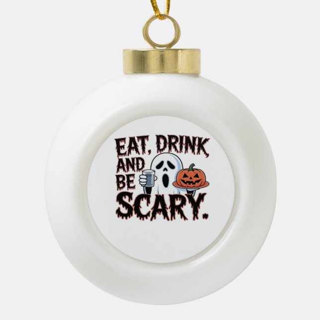 Boule En Céramique Eat Drink Be Scary Halloween Pumpkin Creative Styl (Devant)
