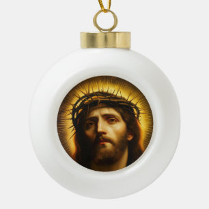 Boule En Céramique Ecce Homo Jésus-Christ avec la Couronne d'Épines